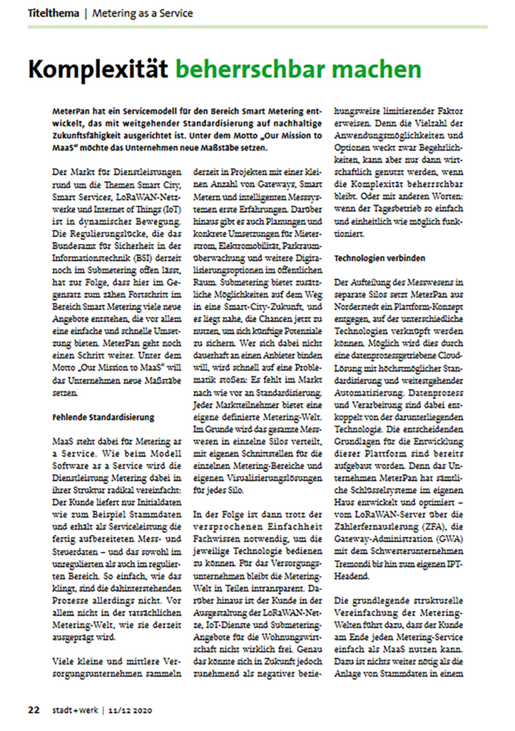 Artikel über Smart Metering und nachhaltige Zukunftslösungen