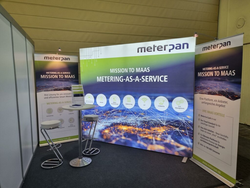 Meterpan Messestand auf Messe mit Mission to MAAS Banner